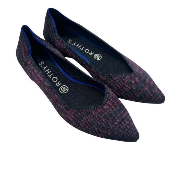 Rothy's Retired The Point Heathered Magenta Purple Flats Size 8.5 - Picture 1 of 7